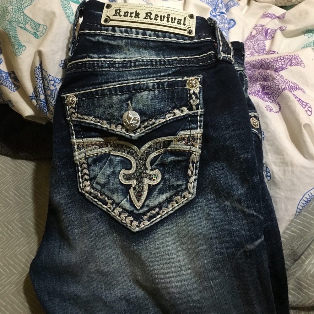 Rock revival dark wash jeans 30 length